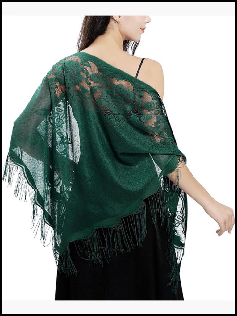 Elegant Lace Triangle Shawl Wrap With Tassels For Evening Party Mesh Wedding